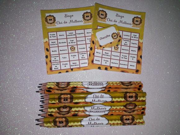 Cartela de Bingo + Lápis Personalizado Leãozinho