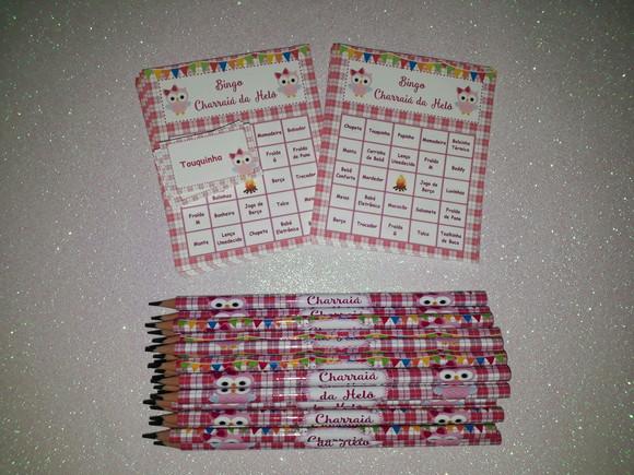 Cartela de Bingo + Lápis Personalizado Junino