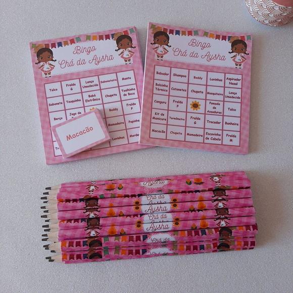 Cartela de Bingo + Lápis Personalizado Junino