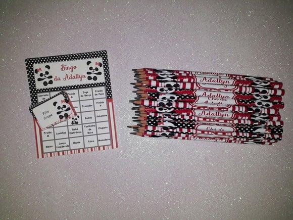 Cartela de Bingo + Lápis Personalizado Panda