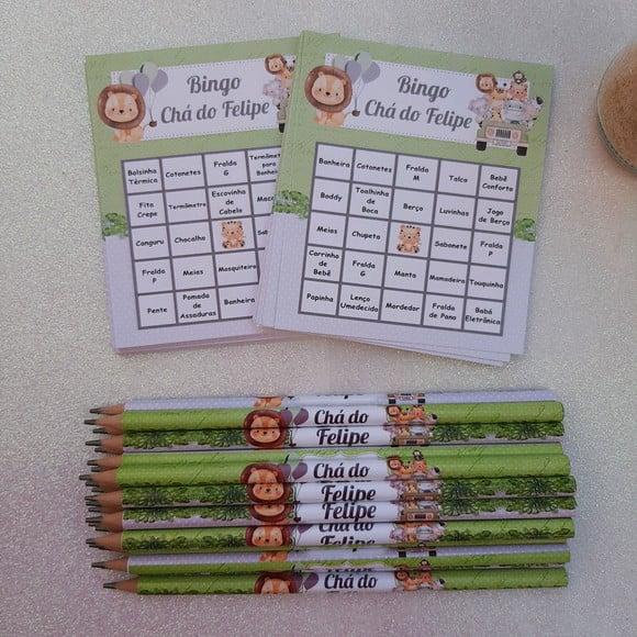 Cartela de Bingo + Lápis Personalizado Safari