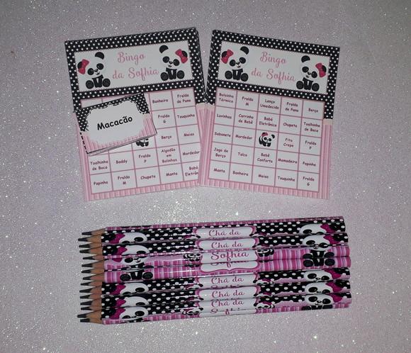 Cartela de Bingo + Lápis Personalizado Panda