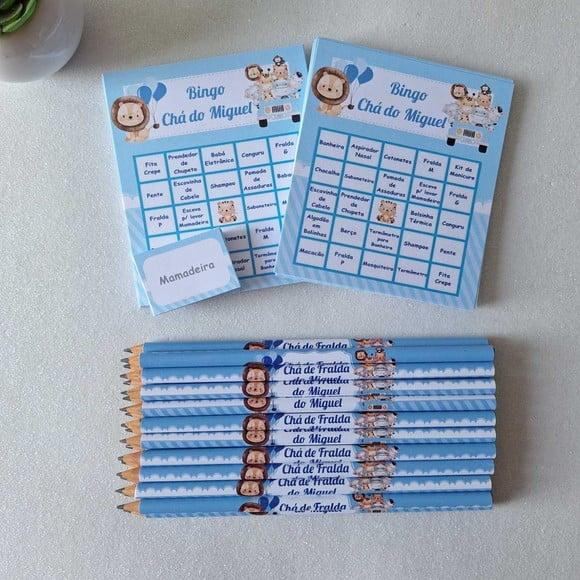Cartela de Bingo + Lápis Personalizado Safari