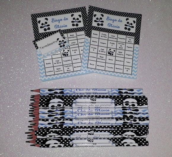Cartela de Bingo + Lápis Personalizado Panda