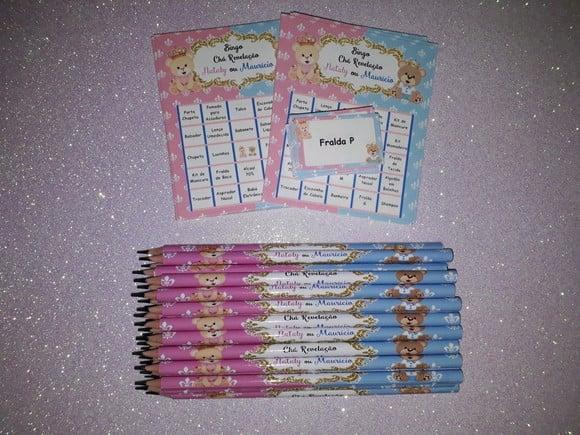 Cartela de Bingo + Lápis Personalizado Revelação