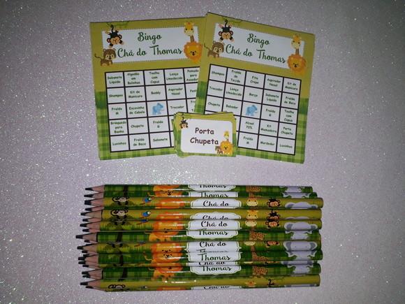 Cartela de Bingo + Lápis Personalizado Safari