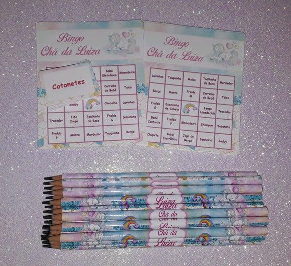 Cartela de Bingo + Lápis Unicórnio