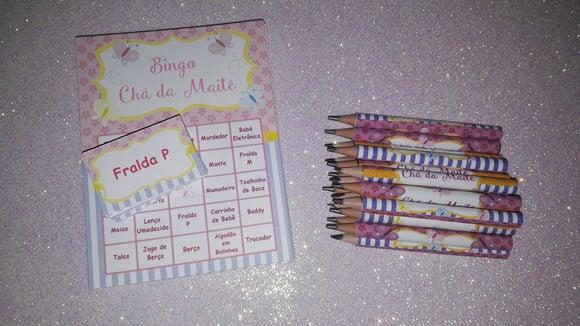 Cartela de Bingo + Mini Lápis Borboletinha
