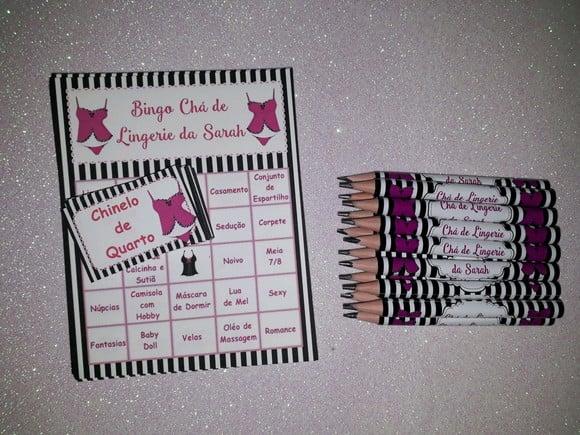 Cartela de Bingo + Mini Lápis Lingerie