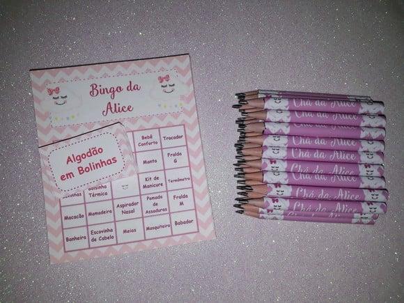 Cartela de Bingo + Mini Lápis Chuva de Amor