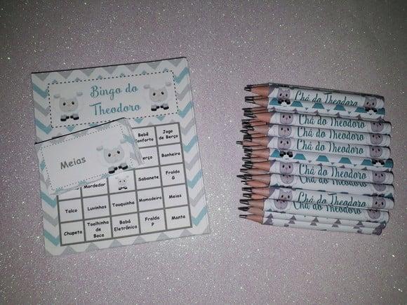 Cartela de Bingo + Mini Lápis Ovelha