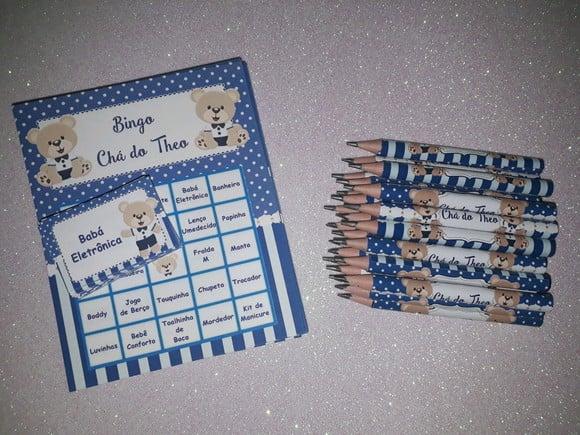 Cartela de Bingo + Mini Lápis Urso