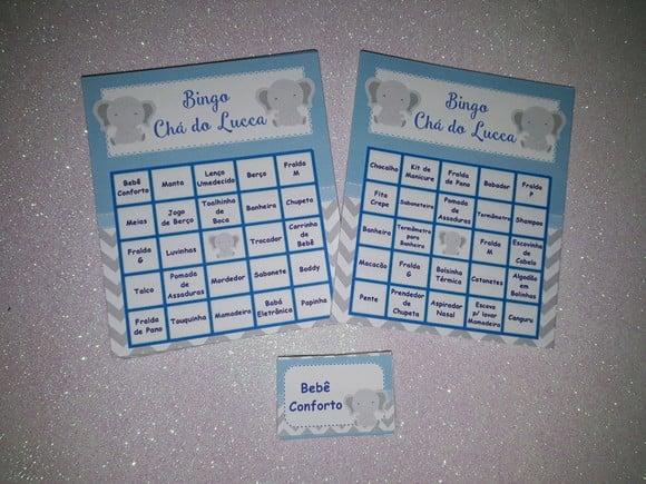 Cartela de Bingo Chá de Bebê Elefantinho