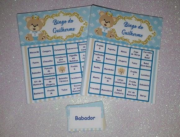 Cartela de Bingo para Chá de Bebê Urso