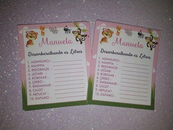 Desembaralhando as Letras Chá de Bebê Safari