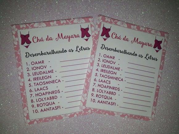Desembaralharando as Letras Chá de Lingerie