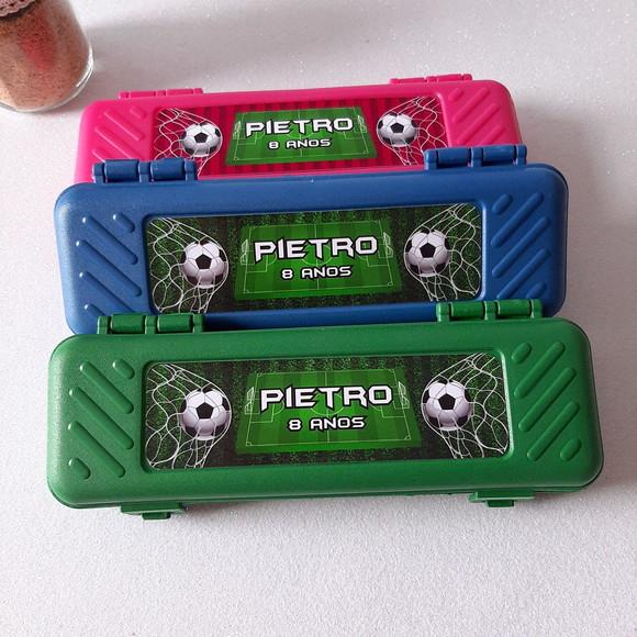 Estojo + Lapis + Apontador + Borracha + Régua Futebol