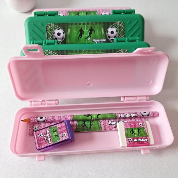 Estojo, Lapis, Apontador, Borracha, Régua Futebol