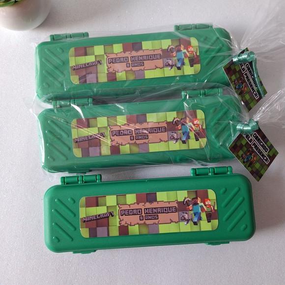Estojo, Lapis, Apontador, Borracha, Régua Minecraft