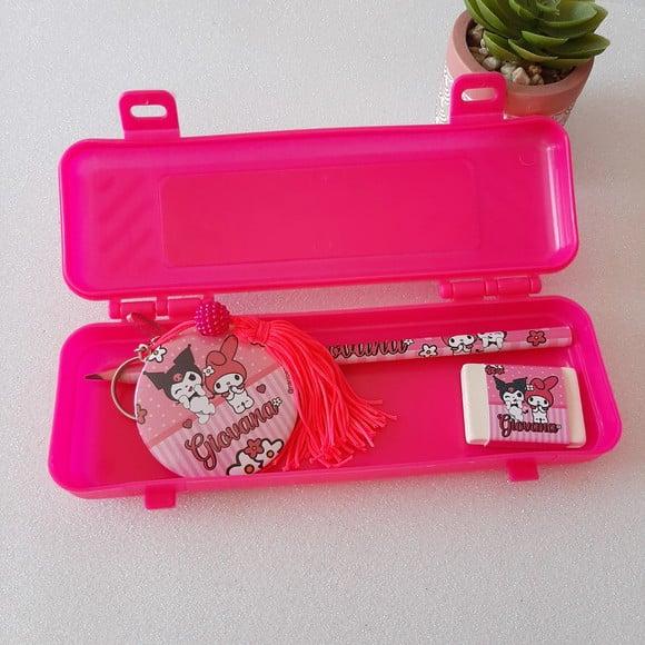 Estojo, Lapis, Borracha e Chaveiro Hello Kitty