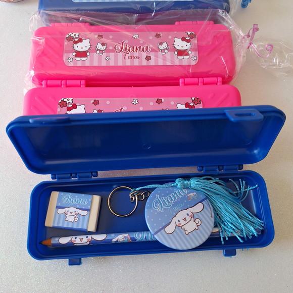 Estojo, Lapis, Borracha e Chaveiro Hello Kitty