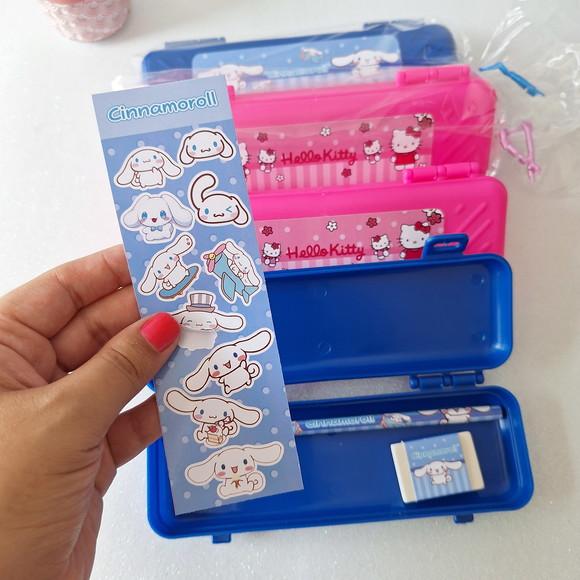 Estojo, Lapis, Borracha, Cartela de Adesivo Hello Kitty