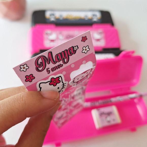 Estojo, Lapis, Borracha, Cartela de Adesivo Hello Kitty