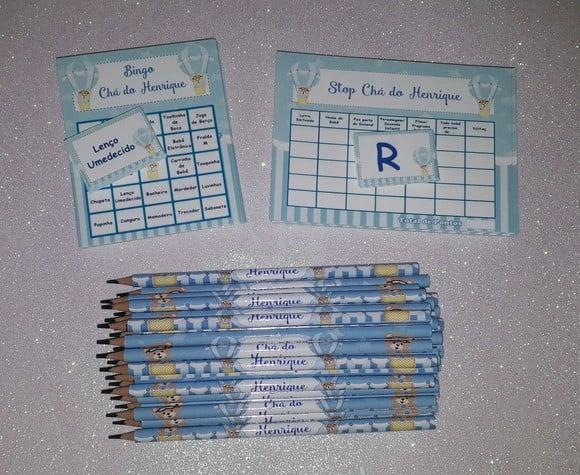Kit 2 Brincadeiras Chá de Bebê + Lápis