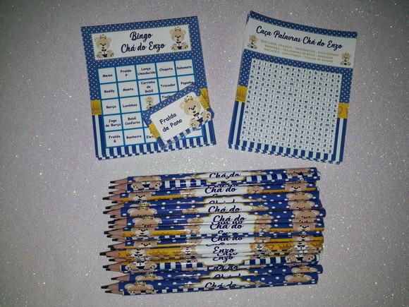 Kit 2 Brincadeiras Chá de Bebê + Lápis