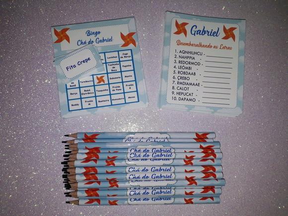 Kit 2 Brincadeiras Chá de Bebê + Lápis