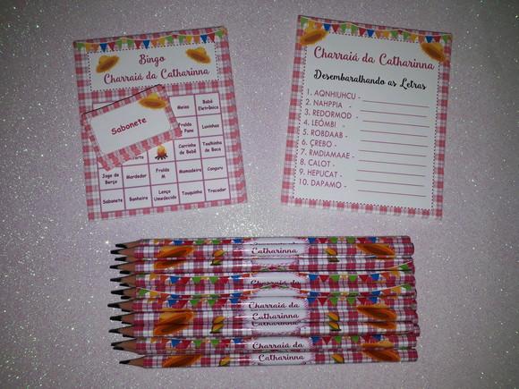 Kit 2 Brincadeiras Chá de Bebê + Lápis Junino