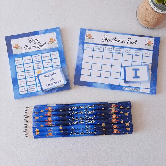 Kit 2 Brincadeiras Chá de Bebê + Lápis Pequeno Principe