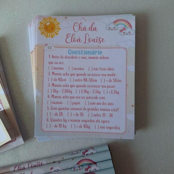 Kit 2 Brincadeiras Chá de Bebê + Lápis Sol, Céu