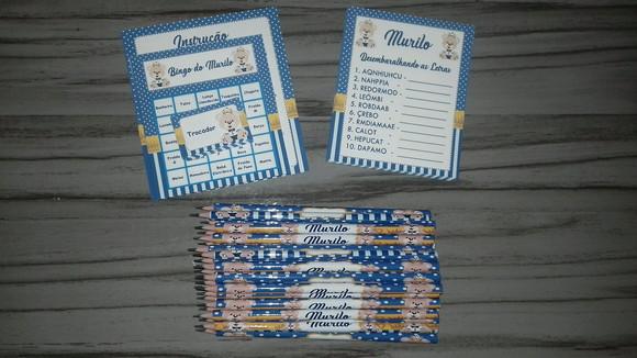 Kit 2 Brincadeiras Chá de Bebê + Lápis Ursinho