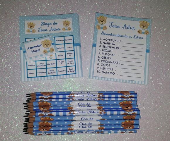 Kit 2 Brincadeiras Chá de Bebê + Lápis Urso
