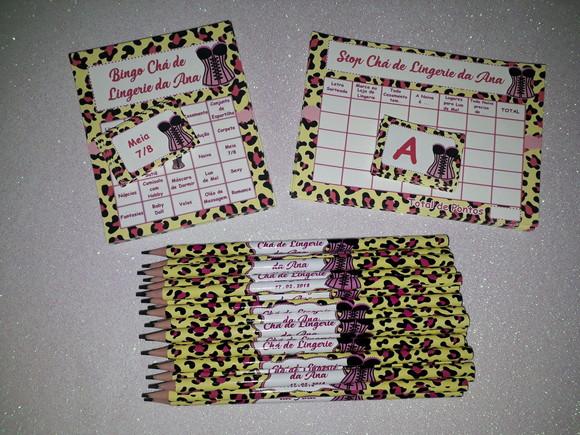 Kit 2 Brincadeiras Chá de Lingerie + Lápis