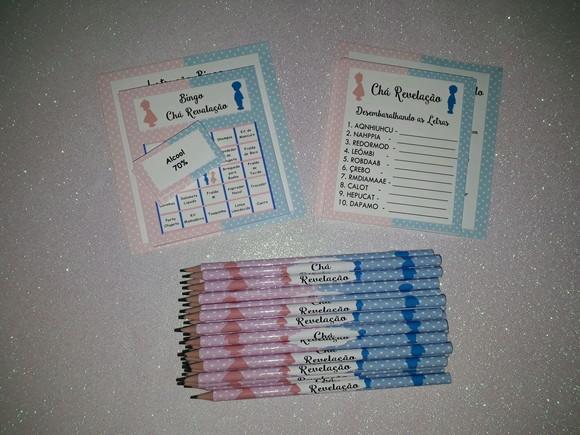 Kit 2 Brincadeiras Chá Revelação + Lápis