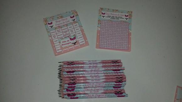 Kit 2 Brincadeiras Chá de Lingerie + Lápis