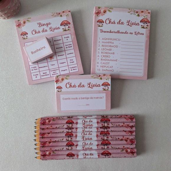 Kit 3 Brincadeiras Chá Bebê + Lápis Borboletas