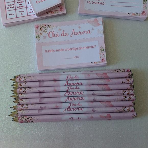 Kit 3 Brincadeiras Chá Bebê + Lápis Borboletas