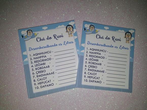Kit 3 Brincadeiras Chá de Bebê + Lápis Aviador