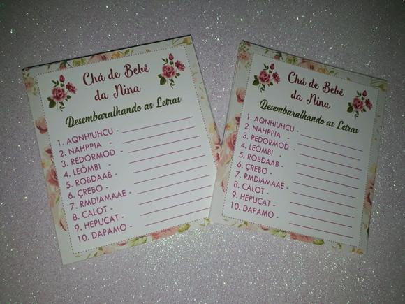 Kit 3 Brincadeiras Chá de Bebê + Lápis Floral