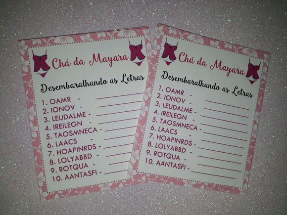 Kit 3 Brincadeiras Chá de Lingerie + Lápis