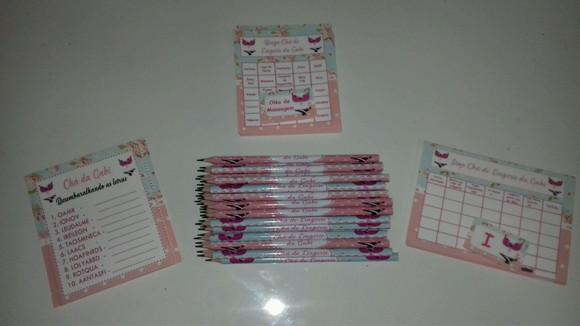 Kit 3 Brincadeiras Chá de Lingerie + Lápis