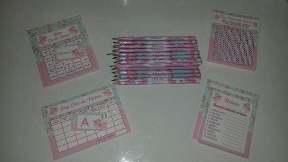 Kit 4 Brincadeiras Chá de Bebê + Lápis