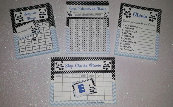 Kit 4 Brincadeiras Chá de Bebê + Lápis Panda