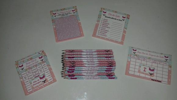 Kit 4 Brincadeiras Chá de Lingerie + Lápis Lingerie