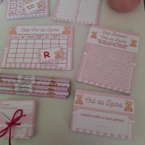 Kit 8 Brincadeiras Chá de Bebê + Lápis