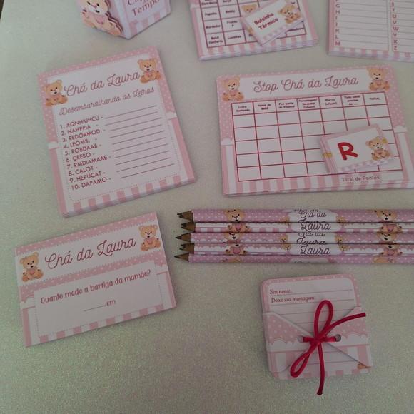 Kit 8 Brincadeiras Chá de Bebê + Lápis