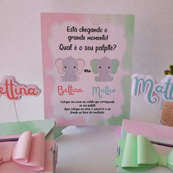 Kit Urna Chá Revelação Elefantinho